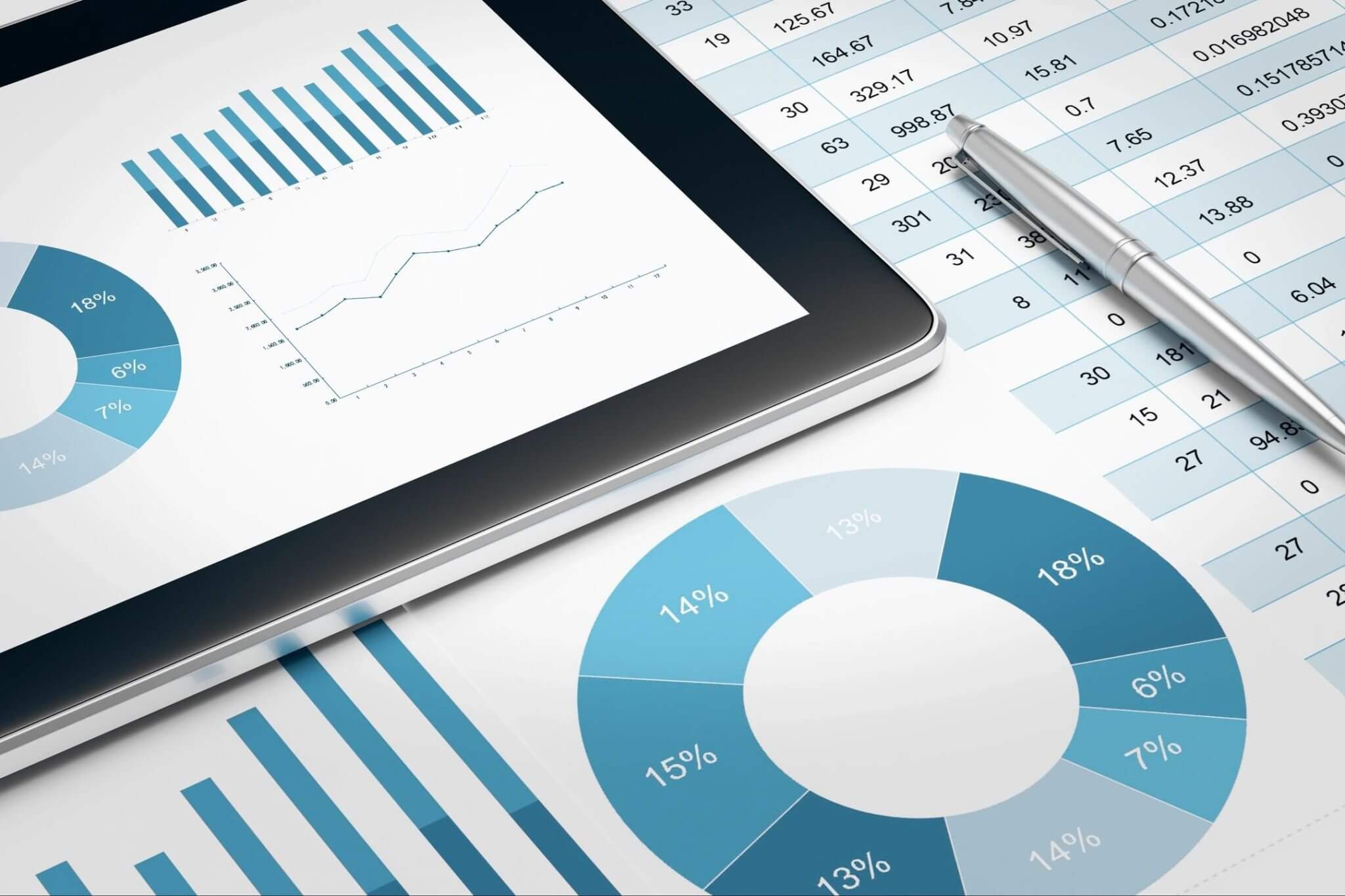 graphs and charts depicting percentages