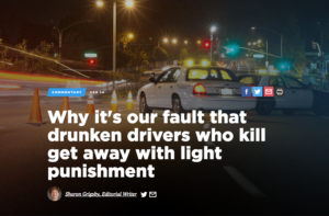 Screenshot of Dallas Morning News headline about drunk driving