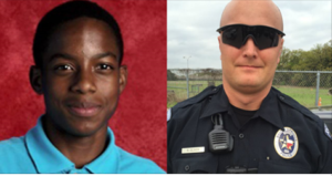 Side by side of a young man and officer