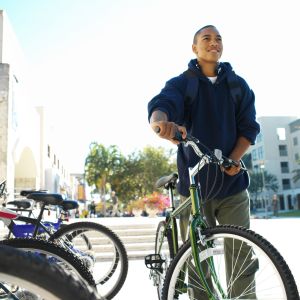 Young boy with his bike