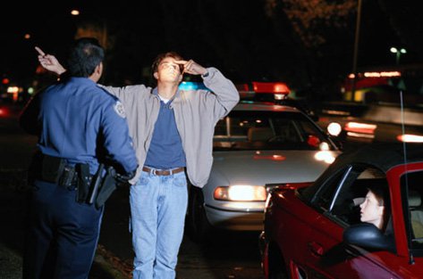 Man doing a sobriety test