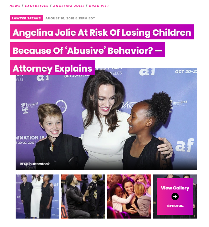 Tabloid Cover Featuring Angelina Jolie with Two of Her Children