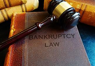 Gavel on bankruptcy Law books