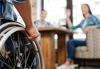 Handicapped Man Meeting Insurance Company's Employee