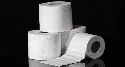 a stack of toilet paper