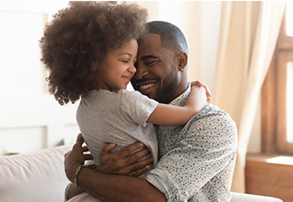 African Father Holding Embracing Cute Little Child Daughter