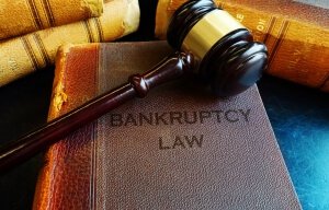 Gavel sitting on a Bankruptcy Law book
