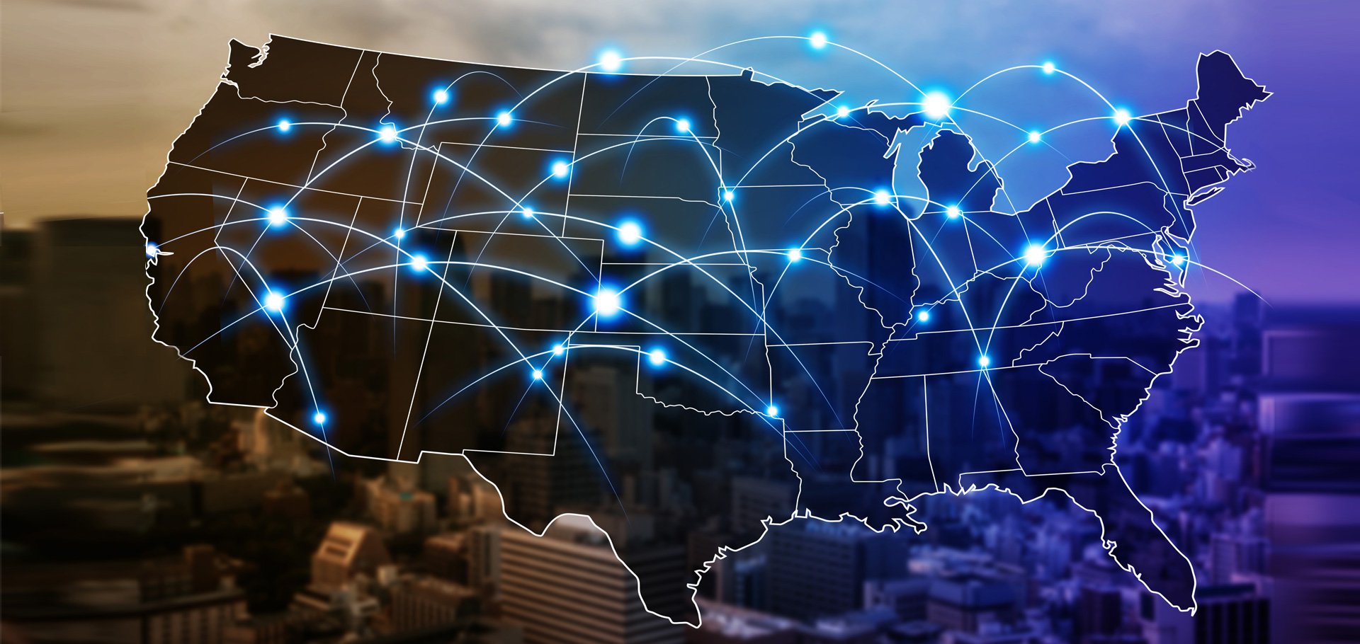 US Map with connections across the nation