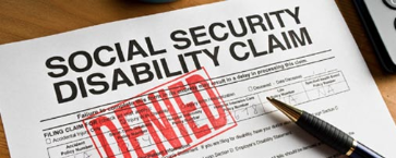 "Social Security Disability Claim Denied" paperwork
