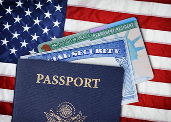 US passport, social security card and resident card