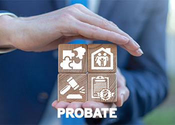 Hands holding wooden blocks showing probate concepts