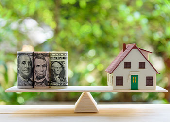 reverse mortgage or transforming assets into cash concept 