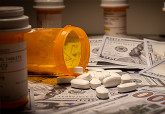 US Currency and Prescription Medication.