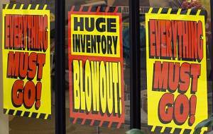 Huge inventory blowout sign