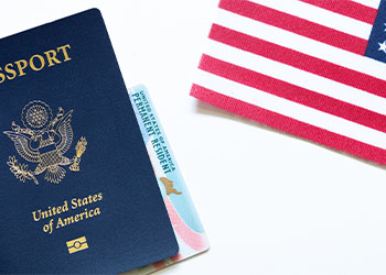 American passport with permanent resident card