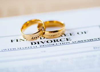 Divorce File with Wedding Bands