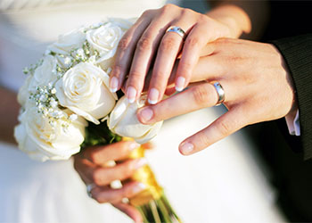 Wedding rings and hands