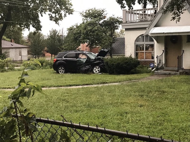 car crashed in front yard