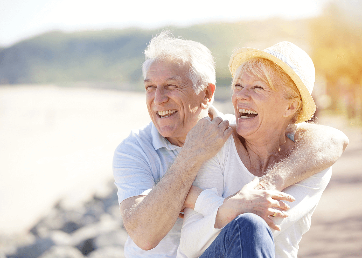 Elderly couple at the beach