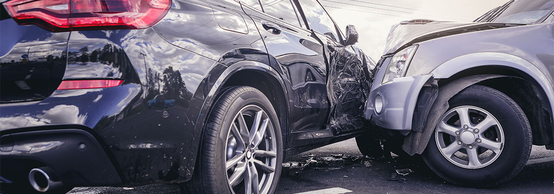 Car crash dangerous accident on the road