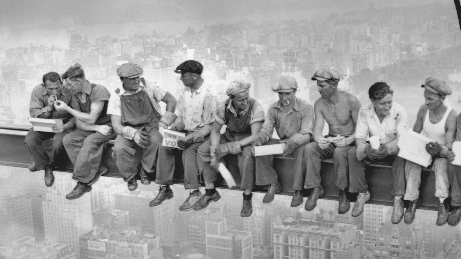 Construction workers on a lunch break.