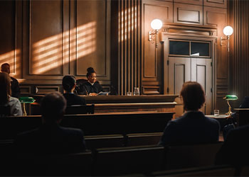 Public Sitting on Courtroom Listening to Impartial Judge