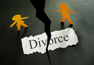 Torn Piece of Paper with Divorce Text and Paper Couple Figures