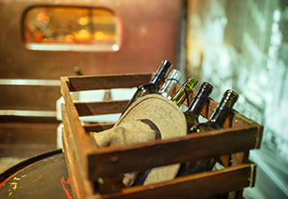 Empty Bottles of Wine in A Bootleggers Truck