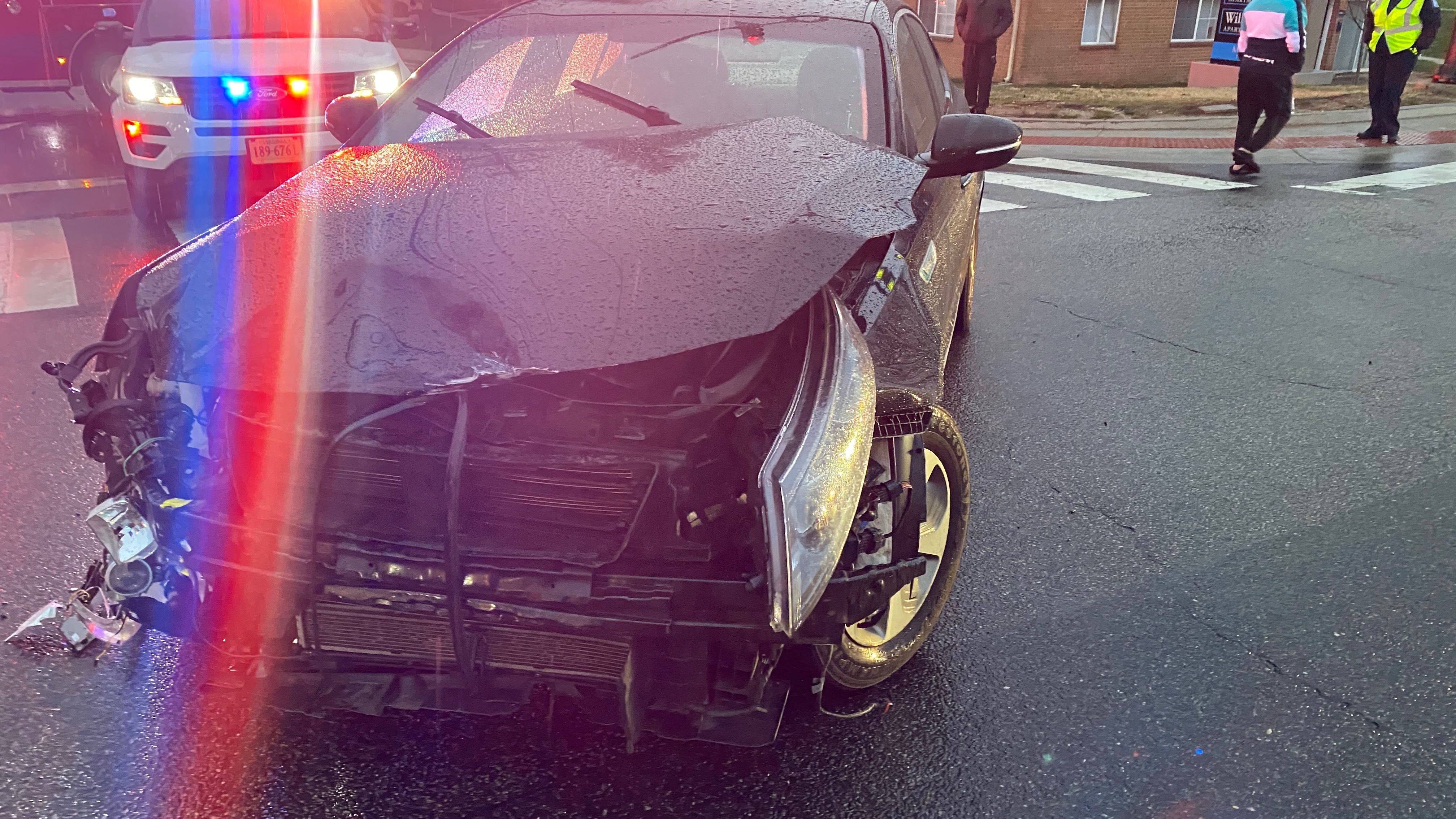 Close up of a bumper smashed in