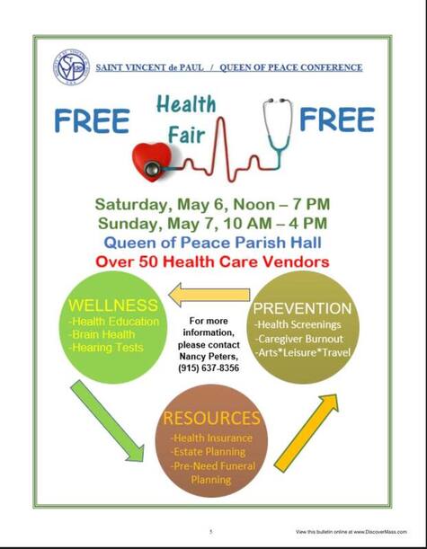 Queen of Peace Health Fair Flyer