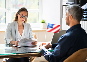 Man giving Interview at US Immigration Office