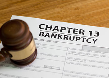 Bankruptcy Chapter 13 heading in paper and gavel