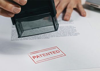 Patented stamp on document