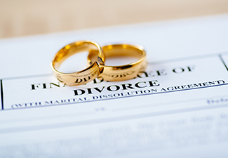 Two Broken Golden Wedding Rings Divorce Decree Document