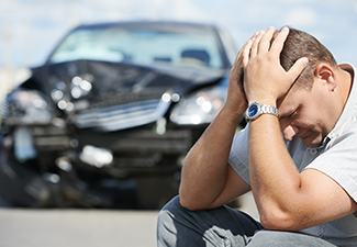 Upset Man After Car Crash