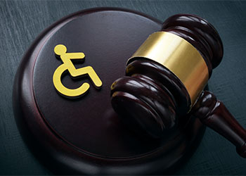 Disabled person sign and gavel