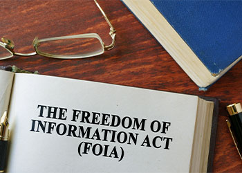 The Freedom of Information Act (FOIA) written on a page