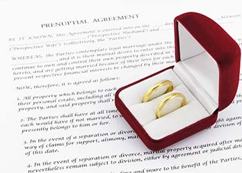 Wedding ring and Prenuptial Agreement Document