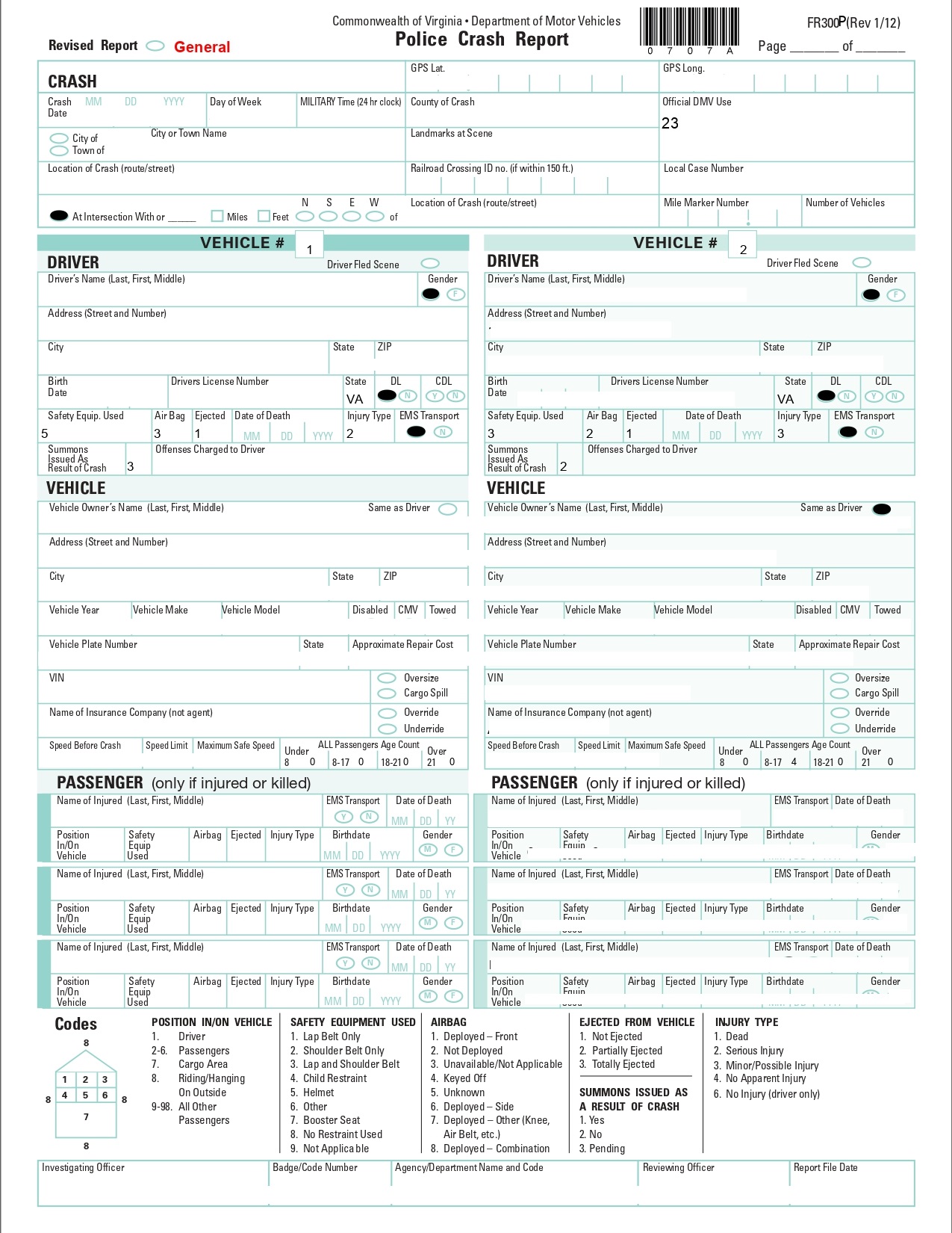 Virginia Police Report | Example | FR 300