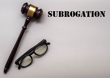 Word Subrogation besides gavel and glasses