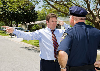 Policeman taking Sobriety Test