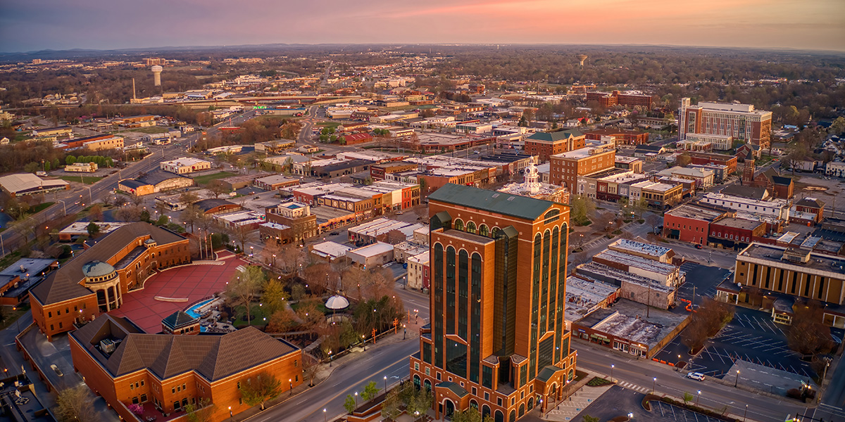 Aerial View of Murfreesboro, Tennessee at Sunrise