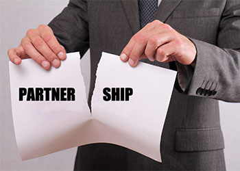 Businessman breaking partnership