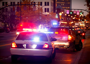 Car pulled over by police on road