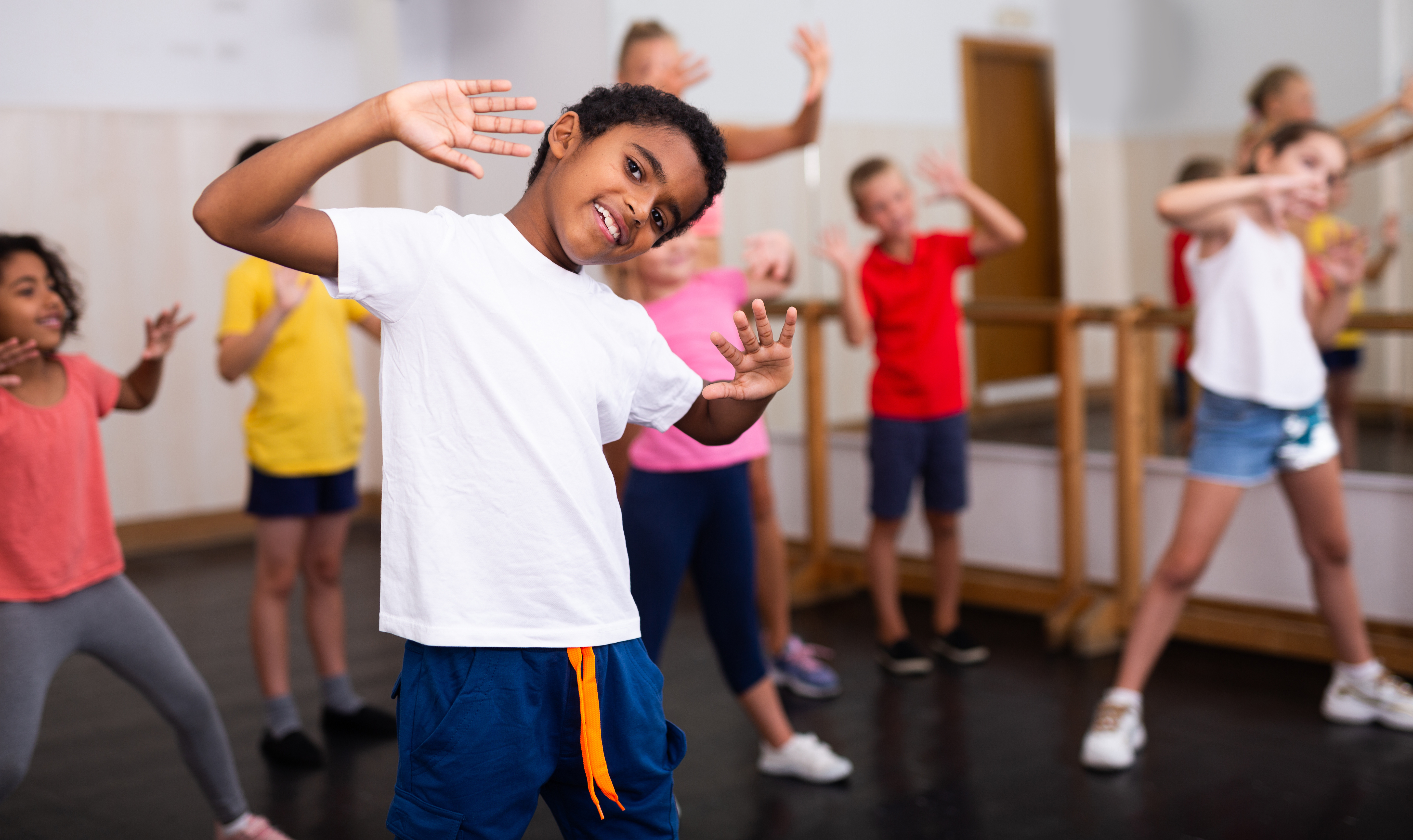 Children participating in a dance class.