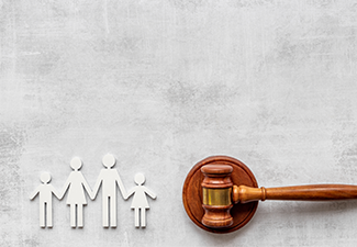 Family figure with judge gavel