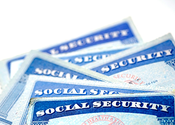 Social Security Cards in a Row Pile