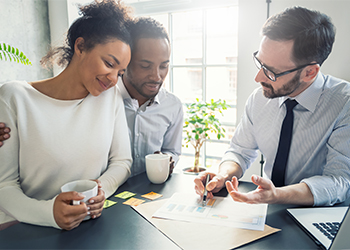 Young couples consulting with attorney for estate plan