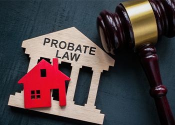 Words Probate Law on Court House Model with Gavel