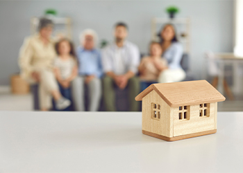 House model and Large Family in background